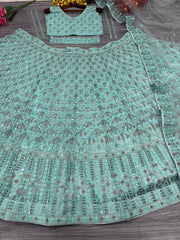 Designer Teal Blue Color Heavy Embroidery Lehenga Choli Designer Teal Blue Color Heavy Embroidery Lehenga Choli