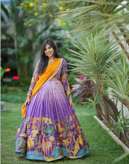 Traditional wear Purple Color Kalamkari Lehenga Choli Traditional wear Purple Color Kalamkari Lehenga Choli