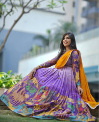 Traditional wear Purple Color Kalamkari Lehenga Choli Traditional wear Purple Color Kalamkari Lehenga Choli