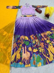 Traditional wear Purple Color Kalamkari Lehenga Choli Traditional wear Purple Color Kalamkari Lehenga Choli
