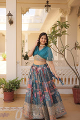 Traditional wear Russian Silk Sky Blue Color Lehenga Traditional wear Russian Silk Sky Blue Color Lehenga