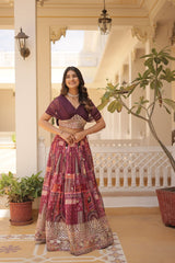 Traditional wear Russian Silk Purple Color Lehenga Traditional wear Russian Silk Purple Color Lehenga