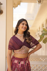 Traditional wear Russian Silk Purple Color Lehenga Traditional wear Russian Silk Purple Color Lehenga