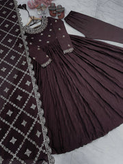 Designer Sequence Work Brown Color Gown Designer Sequence Work Brown Color Gown