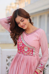 Superhit Pink Color bandhrej Long Gown Superhit Pink Color bandhrej Long Gown