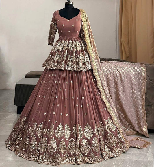 Traditional wear Sequence Work Pink Color Top With Lehenga