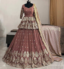 Traditional wear Sequence Work Pink Color Top With Lehenga Traditional wear Sequence Work Pink Color Top With Lehenga