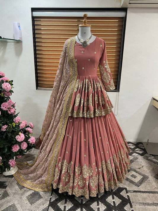 Traditional wear Sequence Work Pink Color Top With Lehenga