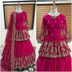 Traditional wear Sequence Work Pink Color Top With Lehenga Traditional wear Sequence Work Pink Color Top With Lehenga