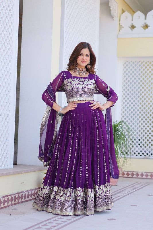 Marriage Special Sequence Work Purple Color Lehenga Choli