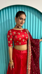 Marriage Special Red Color Zari And Sequins Work Lehenga Choli Marriage Special Red Color Zari And Sequins Work Lehenga Choli