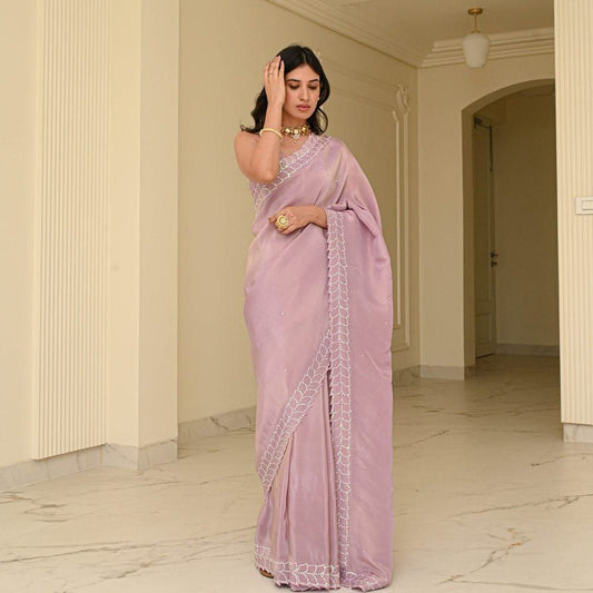 Party Wear Rangoli Silk Pink Color Saree