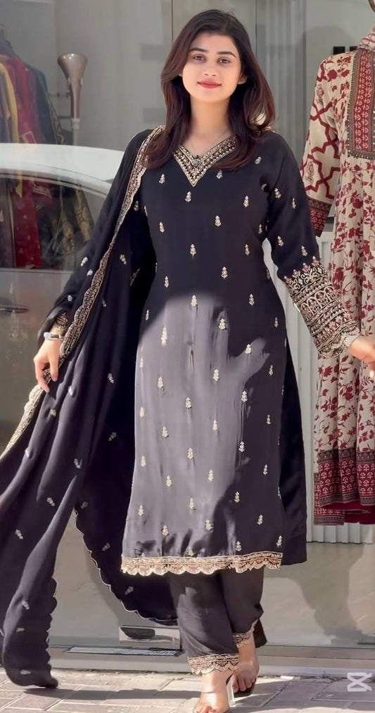 Unique Sequence Work Black Color Salwar Suit