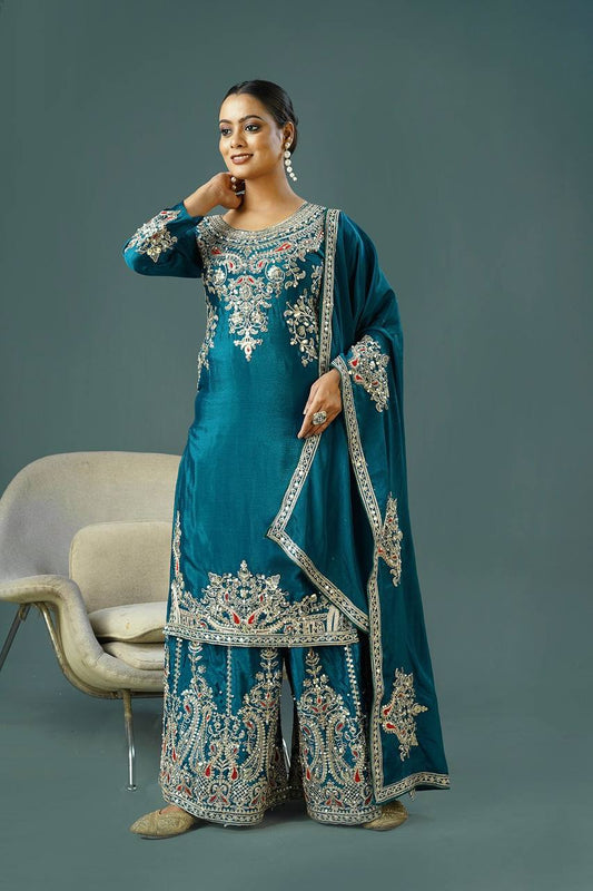 Admiring Sequence Work Blue Color Sharara Suit