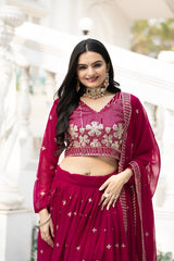 Function Wear Sequence Work Pink Color Georgette Lehenga Choli Function Wear Sequence Work Pink Color Georgette Lehenga Choli