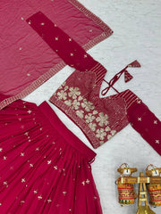 Function Wear Sequence Work Pink Color Georgette Lehenga Choli Function Wear Sequence Work Pink Color Georgette Lehenga Choli