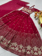 Function Wear Sequence Work Pink Color Georgette Lehenga Choli Function Wear Sequence Work Pink Color Georgette Lehenga Choli