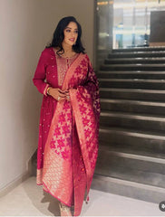 Designer Sequence Work Pink Color Gown With Dupatta Designer Sequence Work Pink Color Gown With Dupatta