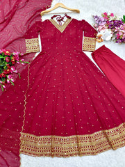 Stunning Red Color Sequence Work Gown Stunning Red Color Sequence Work Gown