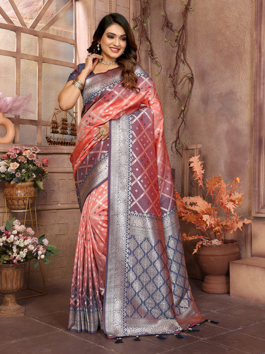 Wonderful Peach Color Kochi Silk Saree