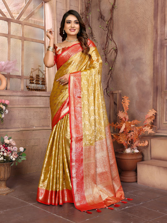 Preferable Tissue Silk Mustard Color Saree