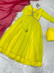 Outstanding Yellow Color Georgette Anarkali suit Outstanding Yellow Color Georgette Anarkali suit