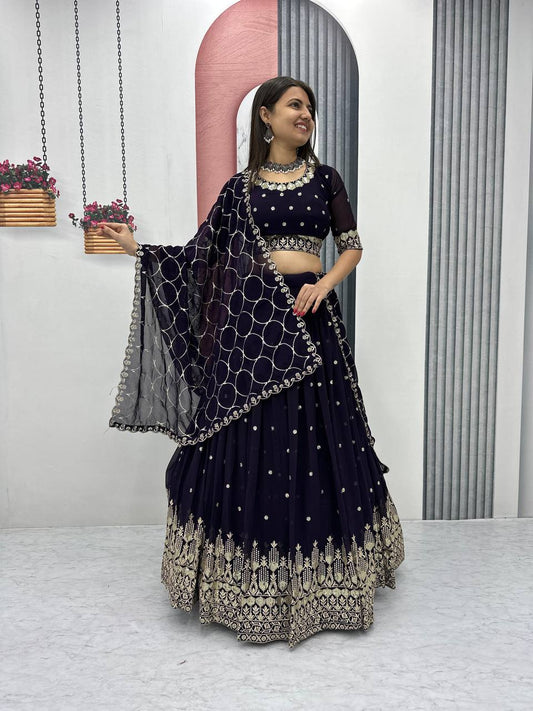 Occasion Wear Thread And Sequence Work Black Color Lehenga Choli