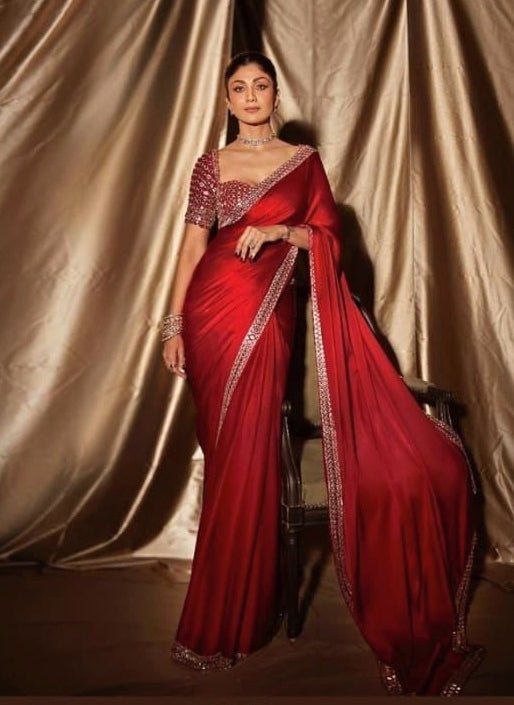 Preferable Red Color Crape Silk Designer Saree
