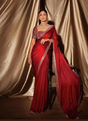 Preferable Red Color Crape Silk Designer Saree Preferable Red Color Crape Silk Designer Saree