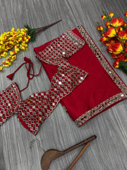Preferable Red Color Crape Silk Designer Saree Preferable Red Color Crape Silk Designer Saree