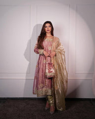 Awesome Embroidery Sequins And Moti Work Peach Color Anarkali Suit Awesome Embroidery Sequins And Moti Work Peach Color Anarkali Suit
