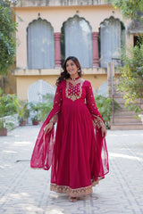 Fantastic Embroidered Work Pink Color Gown With Dupatta Fantastic Embroidered Work Pink Color Gown With Dupatta