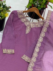 Occasion Wear Crunchy Silk Purple Color Sharara Suit Occasion Wear Crunchy Silk Purple Color Sharara Suit