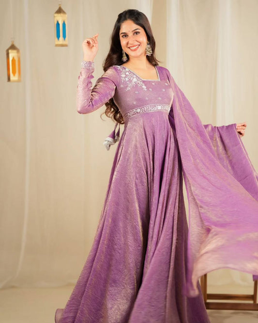 Delightful Goldcrush Silk lavender Color Gown