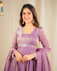 Delightful Goldcrush Silk lavender Color Gown Delightful Goldcrush Silk lavender Color Gown