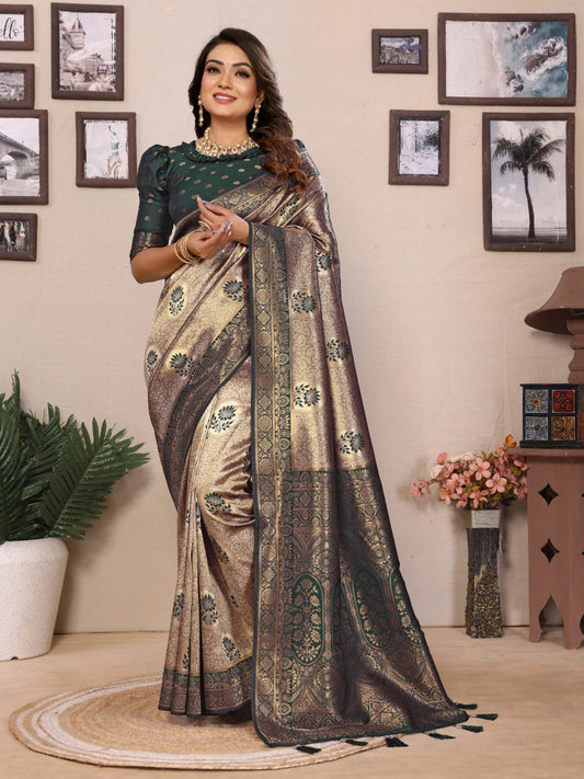 Admiring Tissue Silk Green Color Saree