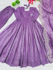 Gorgeous Fandy Silk Lavender Color Gown Gorgeous Fandy Silk Lavender Color Gown