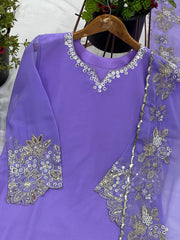 Traditional wear Georgette Lavender Color Sharara Suit Traditional wear Georgette Lavender Color Sharara Suit