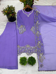 Traditional wear Georgette Lavender Color Sharara Suit Traditional wear Georgette Lavender Color Sharara Suit