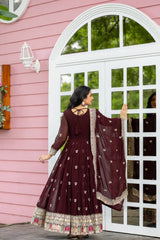 Glorious Georgette Maroon Color Gown Glorious Georgette Maroon Color Gown