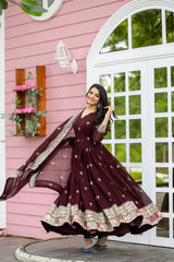 Glorious Georgette Maroon Color Gown Glorious Georgette Maroon Color Gown