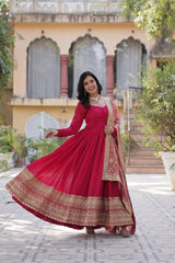 Demanding Shimmer Vichitra Pink Color Gown Demanding Shimmer Vichitra Pink Color Gown