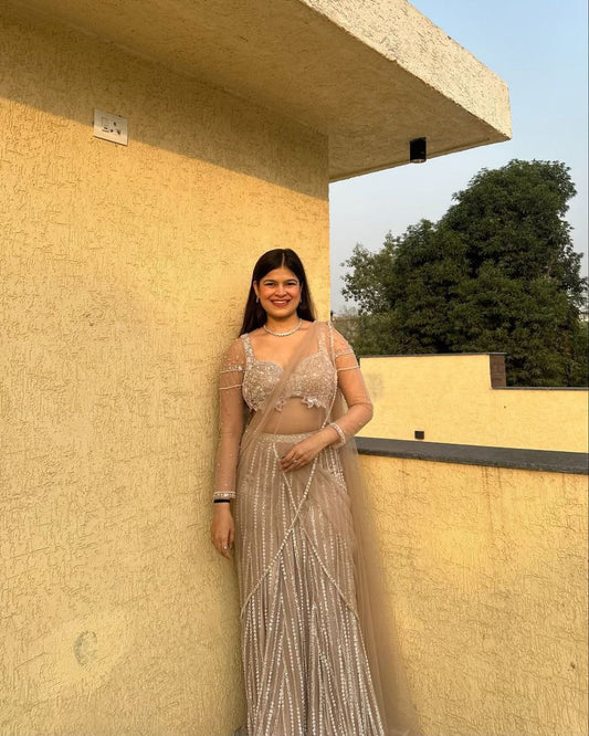 Wedding & Party Wear Jari Work Silver Color lehenga choli