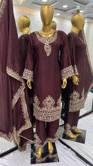 Delightful Silk Brown Color Salwar Suit Delightful Silk Brown Color Salwar Suit