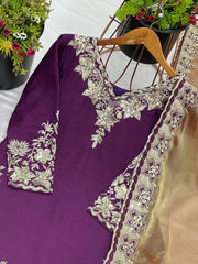 Outstanding Sequence Work Purple Color Palazzo With Dupatta Set Outstanding Sequence Work Purple Color Palazzo With Dupatta Set