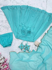 Trendy Georgette Hotfix Work Blue Color Anarkali Gown Trendy Georgette Hotfix Work Blue Color Anarkali Gown