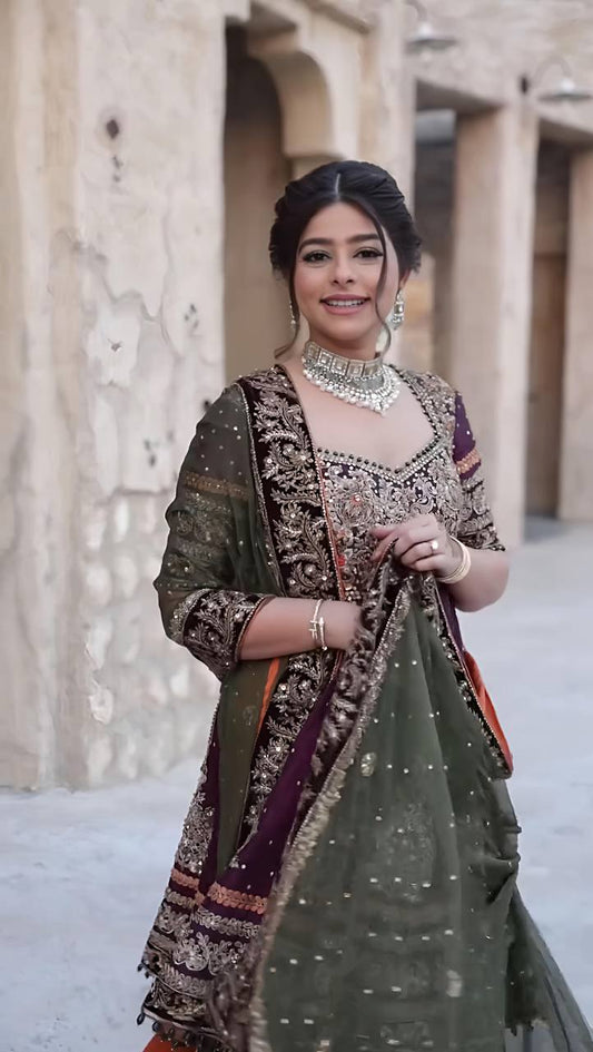 Function Wear Embroidery Work Wine Color Sharara Suit