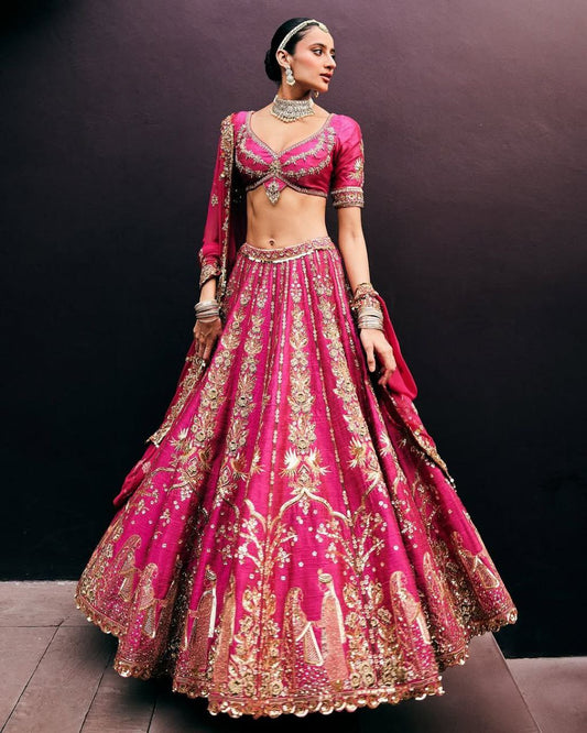 Marriage Special Tapeta Silk Pink Color Lehenga Choli