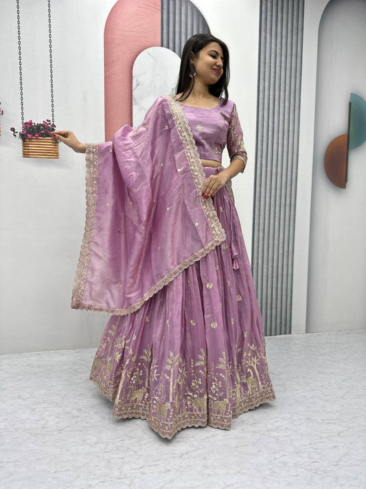 Designer Sequence Work Lavender Color Lehenga Choli