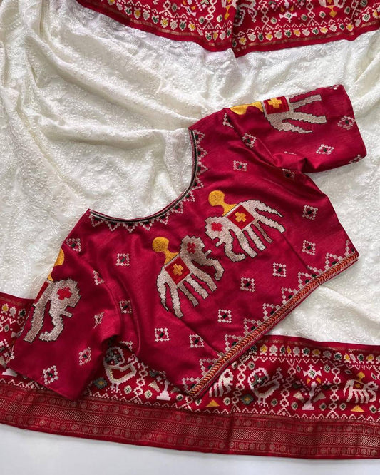 Georgette Foil Printed White Color Festive Wear Saree